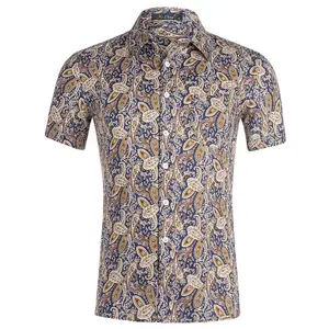 कस्टम मुद्रित हवाईयन अलोहा शर्ट 2023 नए पुरुष लघु आस्तीन शर्ट प्रिंट पैटर्न कैजुअल शर्ट क्रोकेटेड कपास / बांस फाइबर