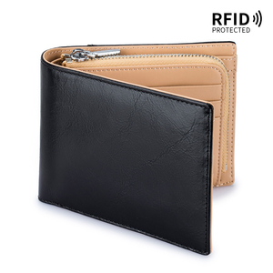Hochwertige horizontale Vintage Männer pflanzlich gegerbte Leder Brieftasche kurze RFID-Blockierung Kreditkarten halter schlanke Falte Brieftasche Geldbörse - Product Image 6