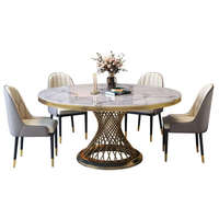 Table à manger ronde minimaliste en marbre moderne avec pieds en métal pour la maison et la restauration