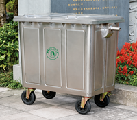 Conteneur à déchets en acier inoxydable 201 304 de 660L 1100L, bac à ordures commercial robuste à roulettes pour extérieur, poubelle municipale