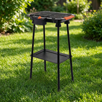 Barbecue électrique sur pied 2000W, température réglable, sans fumée, pour extérieur, avec étagère de rangement, jardin, patio