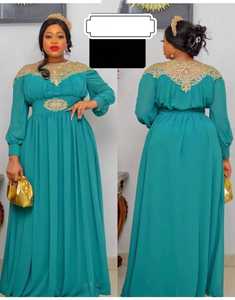 Robes pour femmes Robe en mousseline de soie Manches longues Kaftan <span class=keywords><strong>Boubou</strong></span> avec ceinture - Product Image 5