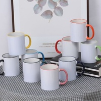 Tasse en céramique à poignée colorée, prête pour la sublimation, avec revêtement latéral coloré, haute esthétique, fournie par le fabricant
