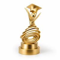 Trophée doré en forme de toque de diplômé, plaque de récompense en zinc écologique finition or brossé, cadeaux de bienvenue