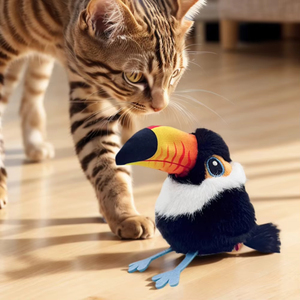 Simülasyon hareket aktif cıvıl cıvıl cıvıl uçan kuş çırparak kediler için interaktif peluş kedi oyuncak - Product Image 3