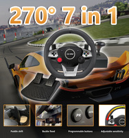 Volante de Carreras C-Star con Cable, Programable, Plug and Play, con Motor de Vibración para PC