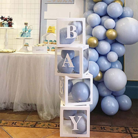Caja transparente para globos de bebé, regalos de fiesta de nacimiento, embalaje con lados de ventana de pvc, novedad