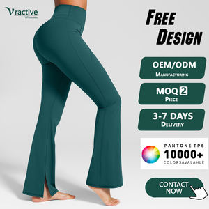 Leggings décontractés évasés Vractive avec poches latérales pour femmes, pantalons de <span class=keywords><strong>jogging</strong></span> sportifs évasés, pantalons de sport écologiques unis, vente en gros - Product Image 1