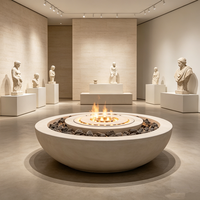 Cheminée artistique à vapeur d'eau ronde haut de gamme autoportante, flamme réglable, écologique, sécurité tactile, pour villa de vacances