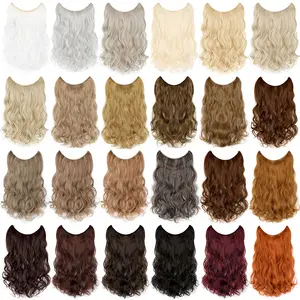 Ainizi – extensions de cheveux synthétiques, 45cm, 80 grammes, body wave, couleur unie, ligne de pêche invisible, postiche pour femmes blanches