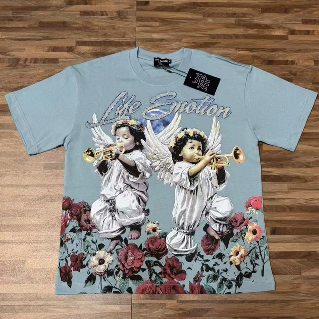 Popular MIX EMOTION Brand Band Big Print Small diamond Design Rock European and American Men's Short Sleeved T-shirt