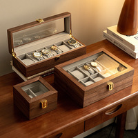Boîte de rangement rectangulaire en bois pour montres, avec fermeture, pour collection de montres-bracelets, présentoir à bijoux, anti-poussière à 6 compartiments