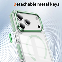 Étui de téléphone élégant et tendance au design luxueux, haute transparence, en TPU+PC, pour 17 Pro Max, anti-chute, magnétique