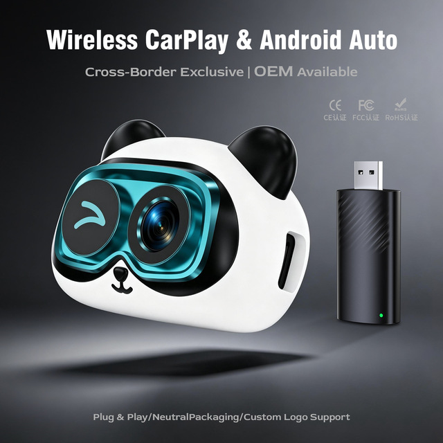 Car Accessories Panda Style Baby Car Monitor Camera, CarPlay Projection Rear Seat Infant Surveillance Camera for Vehicle