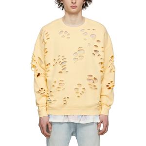 Pull en coton surdimensionné jaune super délavé, nouveau design pour hommes - Product Image 1