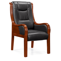 Chaise de conférence exécutive ergonomique moderne en cuir PU avec base en bois massif pour la maison ou le bureau