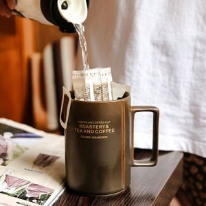 Ceramic American Drip <b>Coffee</b> Cup With Spoon <b>Set</b> European Style Household Tea Cup Simple <b>Mug</b> - Product Image 1