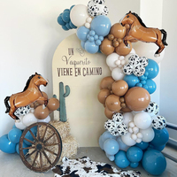 Kit d'arche de ballons Cowgirl Rose vif Argenté, Ballons imprimés vache, Chapeau de cowboy, Bottes, Décorations en aluminium sur le thème Western pour fête d'anniversaire de filles