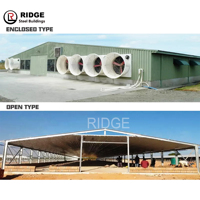 Bâtiment de ferme avicole moderne en structure acier légère pour élevage de poulets