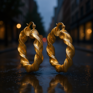 Orecchini a Cerchio Intrecciati KONAKI, Placcati in Oro 18K, in Lega di Zinco, Gioielli da Festa per Donne, 10mm - Product Image 2