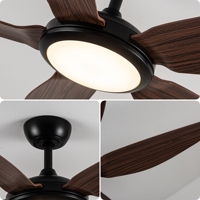 Ventilateur de plafond LED à 5 pales de 52 pouces avec lumière, moteur DC, télécommande, ventilateur de plafond décoratif moderne avec lampe