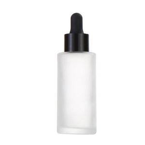 20ml 30ml 50ml High Quality Classic Flat Shoulder White Frosted Transparent Glass Essential Oil Push Button <b>Dropper</b> <b>Bottle</b> - Product Image 3