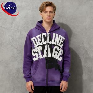 QZFSO, ropa de calle personalizada, parches bordados, Logo, sudadera con cremallera de peso pesado, jersey con cremallera para hombre, Sudadera con capucha Y2k de gran tamaño para hombre - Product Image 1