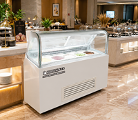 Lemari Pendingin Display Es Krim Komersial dengan Pintu Kaca, Kipas Pendingin, dan Kontrol Digital