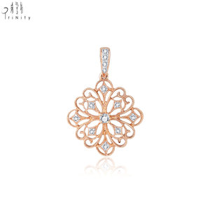 <b>Top</b> Quality Handmade Vintage Design Fine Jewelry Wholesale 18K Solid <b>Rose</b> Gold Natural Diamond Pendant Jewelry For Women's Gift - Product Image 1