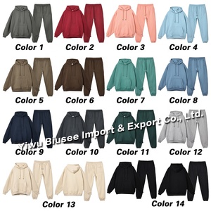 Chándal de hombre en blanco de lana de alta calidad, chándal de dos piezas con estampado de pantalla personalizado, conjunto de pantalones de chándal y Sudadera con capucha de algodón - Product Image 5