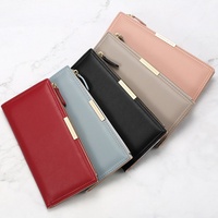 Dompet Klasik Murah untuk Wanita, Dompet Kartu Kredit Kulit Vegan, Kapasitas Besar, Dompet Wanita Panjang