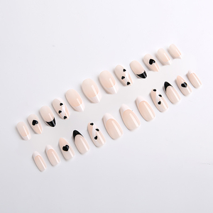 <span class=keywords><strong>Uñas</strong></span> Postizas Francesas <span class=keywords><strong>con</strong></span> Punta Negra en Forma de Corazón, 24 Piezas, <span class=keywords><strong>Uñas</strong></span> Acrílicas Largas Color Nude, <span class=keywords><strong>Uñas</strong></span> Artificiales de Moda para Chicas - Product Image 4
