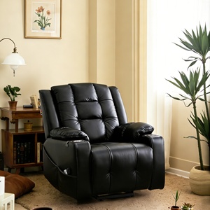 Fauteuil releveur pour personnes âgées avec dossier et repose-pieds réglables, design surdimensionné, repose-pieds allongé, porte-gobelet intégré, en cuir - Product Image 3