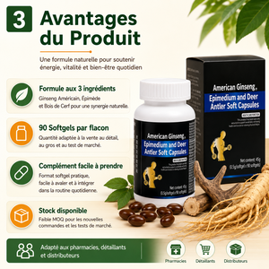 Complemento Alimenticio Vitalite Homme, Ginseng Americano, Epimedium, Gelatina de Asta de Ciervo, 90 Cápsulas - Product Image 3