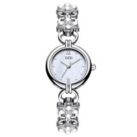 Montre élégante pour femme de style français, chaîne en métal à maillons perlés, cadran en nacre, montre-bracelet à quartz de luxe résistante à l'eau
