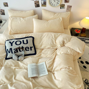 Set di Biancheria da Letto Invernale in Velluto di Latte a Doppio Strato, Tipo Lenzuolo con Angoli, 4 Pezzi e 3 Pezzi, <span class=keywords><strong>Copripiumino</strong></span> <span class=keywords><strong>Grigio</strong></span> di Alta Qualità - Product Image 6