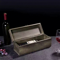 Caisse à vin rectangulaire moderne en bois gris anthracite avec logo personnalisé, couvercle à charnière et loquet, idéale pour cadeau d'entreprise, vente en gros