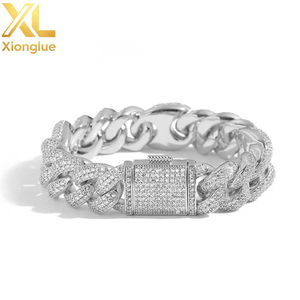 Unisex 15mm Iced Diamond Cuban Link Bracelet PVD Gold Plated Prong Chain New Style Hip Hop Jewelry for <b>Men</b> Women Main Zircon - Product Image 5