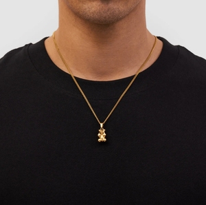 Inspire collar de acero inoxidable impermeable 18K chapado en oro lindo oso ofensivo divertido colgante encantos para la fabricación de joyas de los hombres - Product Image 3
