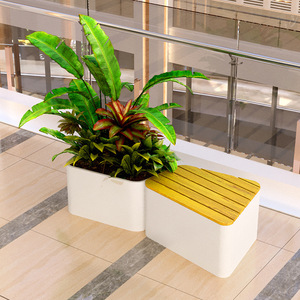 Combinación de banco de hierro forjado para exteriores con jardinera, negro, contemporáneo, para patio, de pie, duradero, YS85153 - Product Image 2