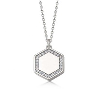 Gemnel 925 Sterling Silver Mode Kalung Segi Enam dengan Dikelilingi Zirkon