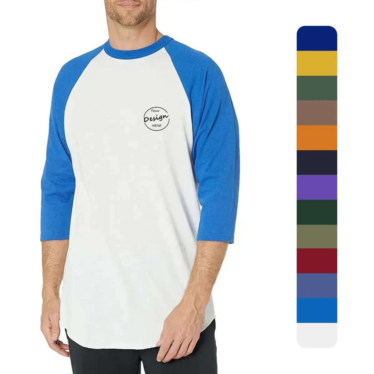 Alta calidad serigrafía color bloque ropa deportiva casual al por mayor personalizado 65% algodón/35% Soandex media manga camisa hombres