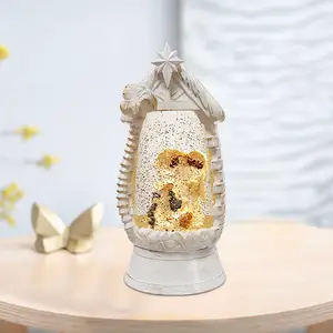 High Quality Religious Snow Globe Battery Led Christmas Lantern Water Nativity Set