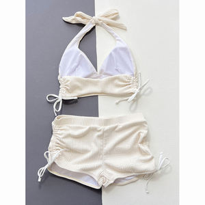 Элегантный сексуальный 2024 женский однотонный купальник с галстуком-бабочкой, треугольная полоса, бикини, пляжная одежда и бикини, одежда - Product Image 4