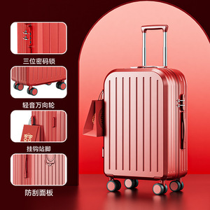 Chinese Red Wedding <b>Suitcase</b> 24inch Zipper <b>Lock</b> Trolley Case For Bride Dowry Mother Box - Product Image 2