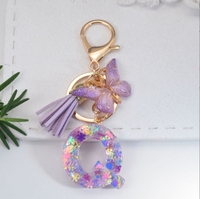 Porte-clés en forme de sac à main en gros, pendentif avec lettre capitale 26, porte-clés avec lettres anglaises, porte-clés en résine, pendentif en acrylique brillant