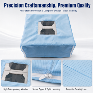 Housse de protection pour rack de stockage ESD en polyester avec fil conducteur, fermeture éclair, taille personnalisée, 10^6-10^9 Ohm, bleue, pour salle blanche, anti-poussière - Product Image 2