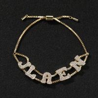 Bracelet coulissant personnalisé avec lettres en relief, nouveau modèle Uwin 2026, bijoux avec nom en CZ
