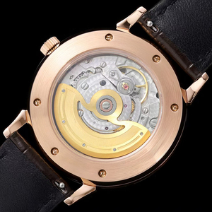 Reloj Mecánico de Lujo para Hombre, de Alta Calidad, Automático, con Segundero Pequeño, Cristal de Zafiro, Caja de Oro Rosa, Esfera Blanca y Correa de Cuero Negra - Product Image 5