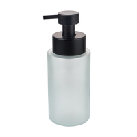Flacon pompe à mousse en verre givré noir Longan Luxury 250 ml, savon liquide noir 300 ml, flacon pour lavage des mains, pompe à mousse en acier inoxydable